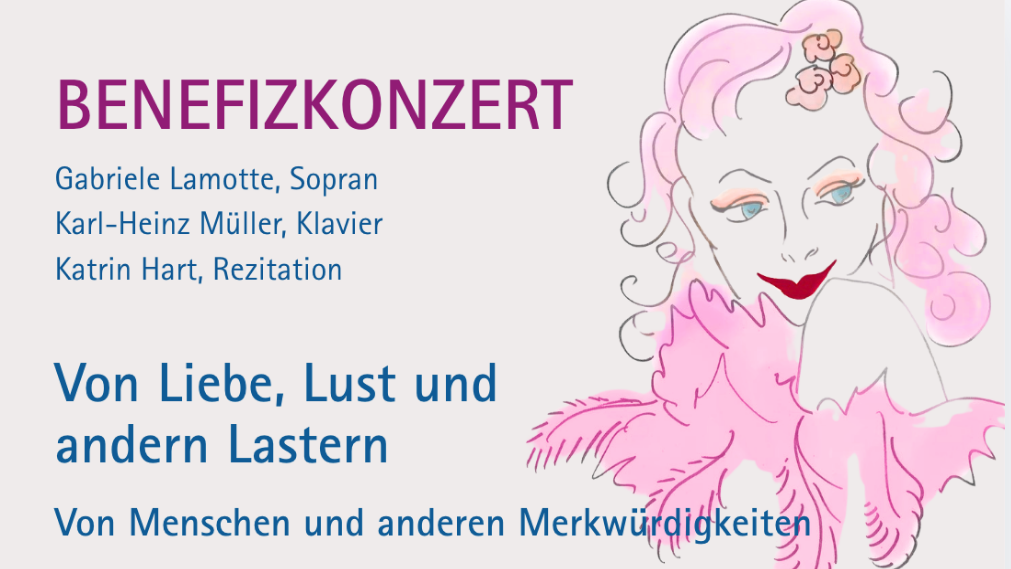 zeichnung einer romantischen frauenfigur, text: Benefizkonzert