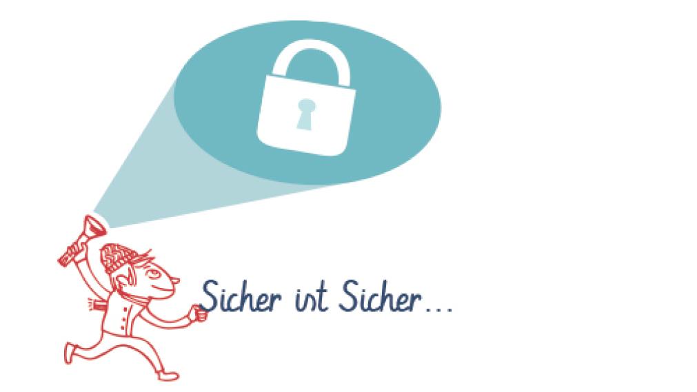 Wunderfinderlogo mit Schloss und Spruch Sicher ist Sicher